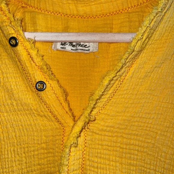 We The Free Mustard Button-Down Shirt S - Picture 5 of 6